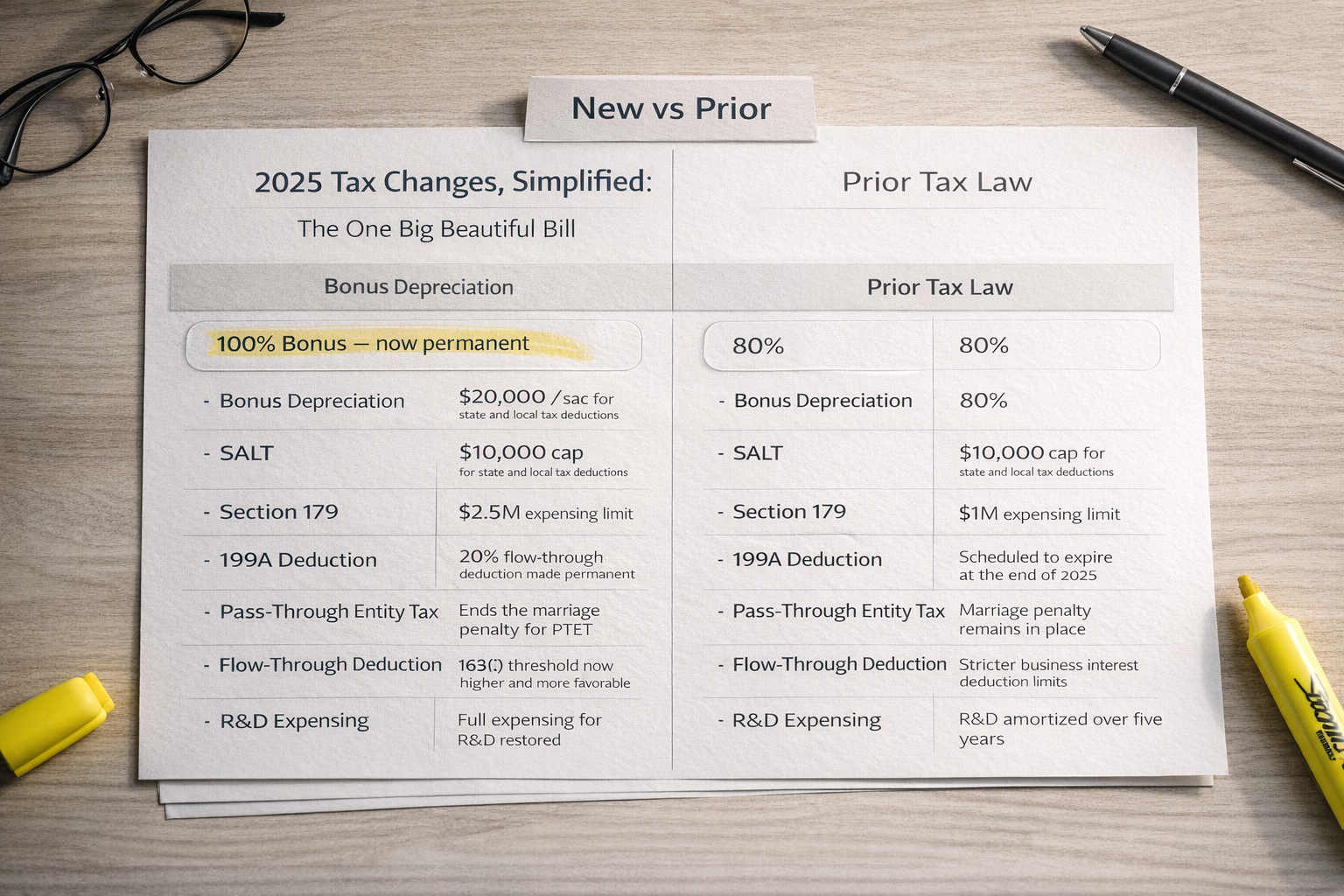 One Big Beautiful Bill Summary Sheet